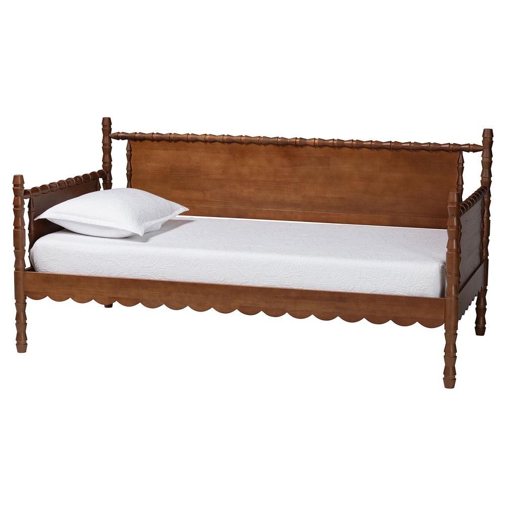 Baxton Studio Baxton Studio Danette Rubberwood Bobbin Spindle Daybed for Cottage Bedroom Decor MG0260-1-Walnut-Daybed-Twin