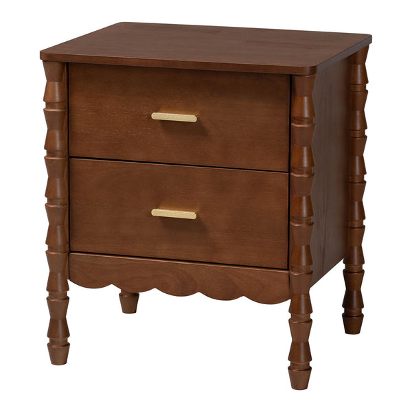 Baxton Studio Danette Rubberwood Queen Canopy Bedroom Set with Bobbin Spindle Detail