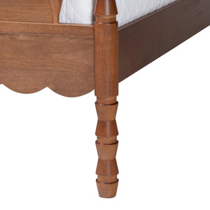 Baxton Studio Danette Rubberwood Queen Canopy Bedroom Set with Bobbin Spindle Detail