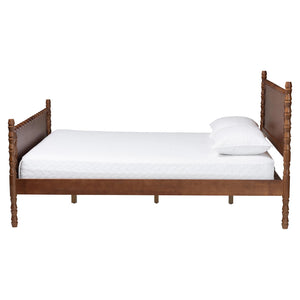 Baxton Studio Danette Bobbin Rubberwood Queen Bed Artisan Carved Transitional Bedroom