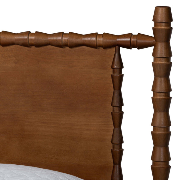 Baxton Studio Danette Bobbin Rubberwood Queen Bed Artisan Carved Transitional Bedroom
