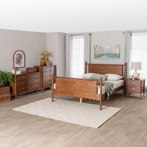 Baxton Studio Danette Bobbin Rubberwood Queen Bedroom Set with Platform Bed Artisan Style