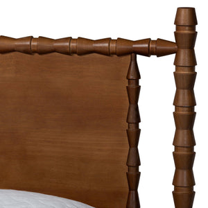 Baxton Studio Danette Bobbin Rubberwood Queen Bedroom Set with Platform Bed Artisan Style