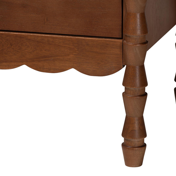 Baxton Studio Danette Rubberwood Queen Bedroom Set with Bobbin Four Poster Bed