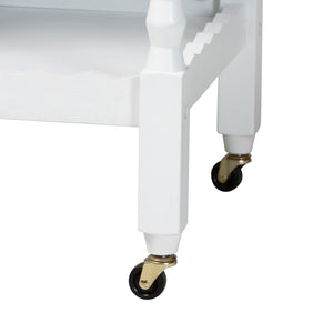 Baxton Studio Seamus Rolling 3 Tier Book Cart with Rubberwood Bobbin Frame Open Shelving