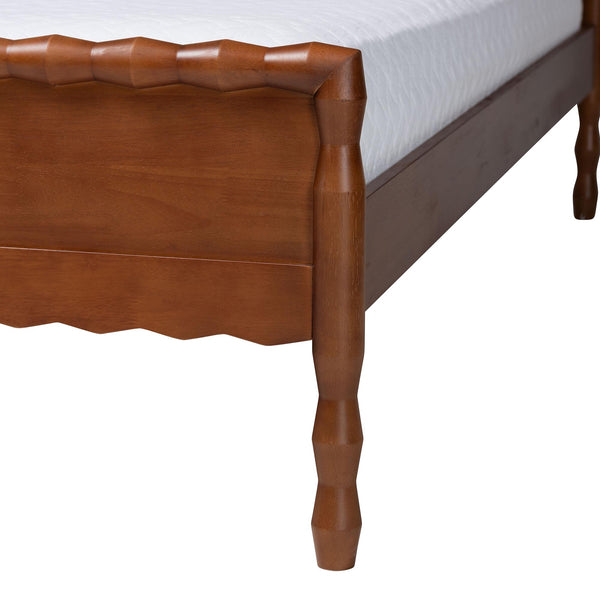 Baxton Studio Seamus Queen Bedroom Set Solid Rubberwood Farmhouse Platform Bed with Nightstand