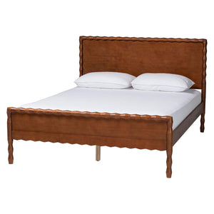 Baxton Studio Seamus Queen Bedroom Set Solid Rubberwood Farmhouse Platform Bed with Nightstand
