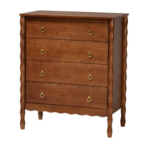 Baxton Studio Seamus Queen Bedroom Set Solid Rubberwood Farmhouse Platform Bed with Nightstand