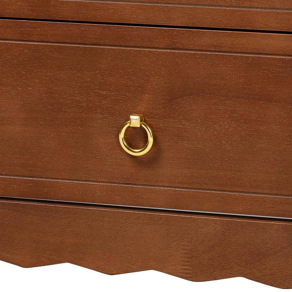 Baxton Studio Seamus Queen Bedroom Set Solid Rubberwood Farmhouse Platform Bed with Nightstand
