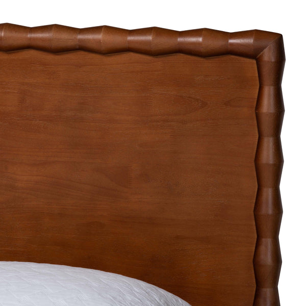 Baxton Studio Seamus Queen Bedroom Set Solid Rubberwood Farmhouse Platform Bed with Nightstand