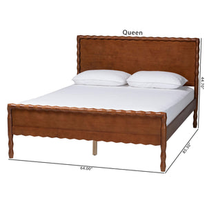 Baxton Studio Seamus Solid Rubberwood Queen Bed with Artisan Bobbin Panel Headboard