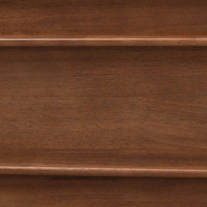Baxton Studio Neviah Queen Four Poster Bed Rubberwood Rattan Headboard Walnut