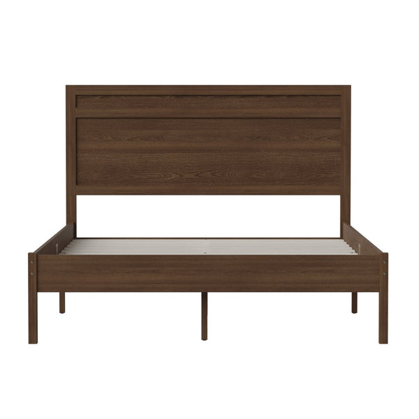English Elm Kingston Full Size Solid Wood Platform Bed with Integrated Headboard for Modern Bedroom Style Brown In Stock. Usually ships in 24 - 48 business hours MG09003FB-F-BRN-GG