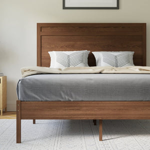English Elm Kingston Full Size Solid Wood Platform Bed with Integrated Headboard for Modern Bedroom Style Brown In Stock. Usually ships in 24 - 48 business hours MG09003FB-F-BRN-GG