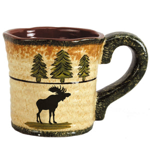 Hiend Accents Moose Mug Set - Rustic Ceramic Mugs For Cozy Gatherings, Perfect For Lodge-themed Décor And More Multi Color Ceramic Mg1820