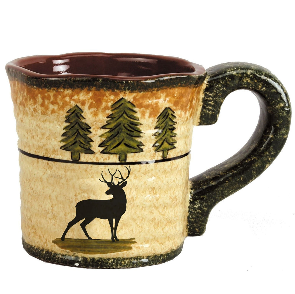 Hiend Accents Deer Mug Set – Hand-painted Ceramic Mugs With Rustic Charm For Nature Lovers And Cozy Gatherings Multi Color Ceramic Mg1830