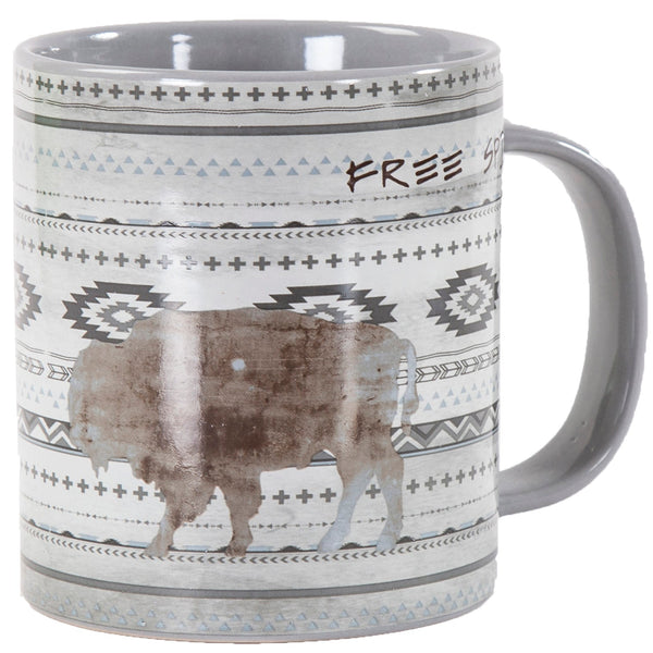 Hiend Accents Free Spirit Mug Set - Elegant Southwestern Design Perfect For Cozy Gatherings And Tranquil Mornings White,Gray Ceramic Mg1835