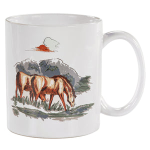 Hiend Accents Ranch Life Remuda Mug Set - Western-inspired Ceramic Mugs With Charming Horse Design For Your Table Duffle Bag Ceramic Mg2138-df-rm