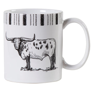 Hiend Accents Ranch Life Longhorn Mug Set - Charming Rustic Design For Your Table, Perfect For Coffee Lovers Black,White Ceramic Mg2138-os-lh