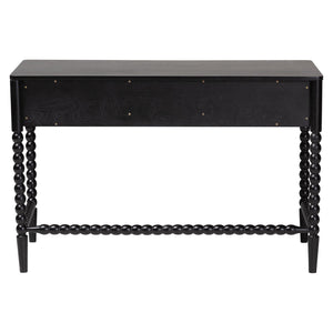 Baxton Studio Lucera Rubberwood Writing Desk with Bobbin Spindles and Three Drawers for Home Office