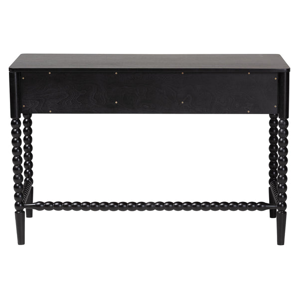 Baxton Studio Lucera Rubberwood Writing Desk with Bobbin Spindles and Three Drawers for Home Office