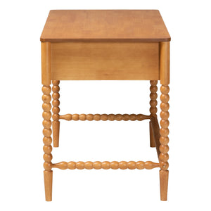 Baxton Studio Lucera Rubberwood Writing Desk with Bobbin Spindles and Three Drawers for Home Office