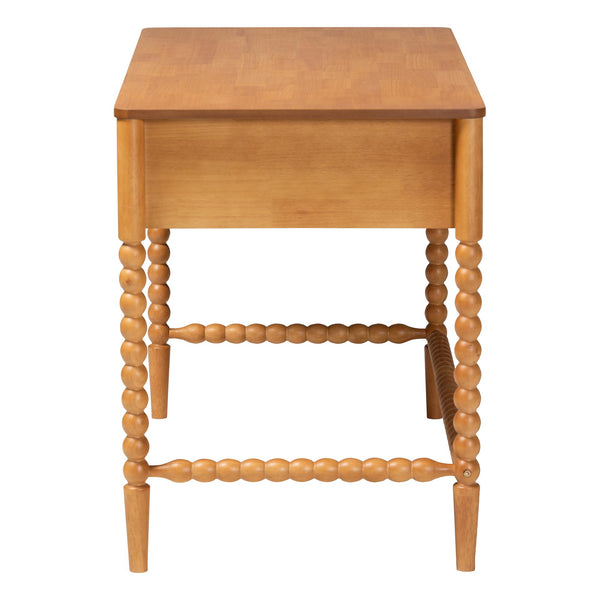 Baxton Studio Lucera Rubberwood Writing Desk with Bobbin Spindles and Three Drawers for Home Office