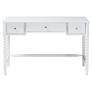 Baxton Studio Lucera Rubberwood Writing Desk with Bobbin Spindles and Three Drawers for Home Office
