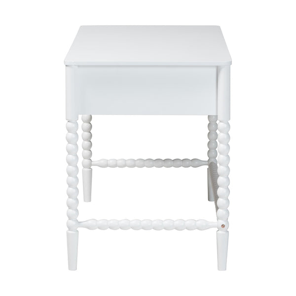 Baxton Studio Lucera Rubberwood Writing Desk with Bobbin Spindles and Three Drawers for Home Office