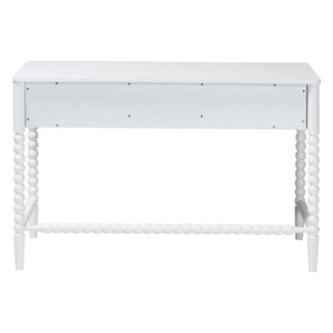 Baxton Studio Lucera Rubberwood Writing Desk with Bobbin Spindles and Three Drawers for Home Office
