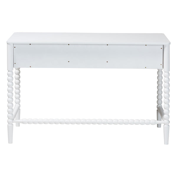 Baxton Studio Lucera Rubberwood Writing Desk with Bobbin Spindles and Three Drawers for Home Office