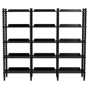 Baxton Studio Lucera Bobbin Spindle 5 Tier Rubberwood Bookcase Farmhouse Living Room Shelf