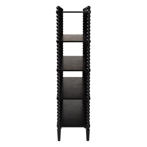 Baxton Studio Lucera Bobbin Spindle 5 Tier Rubberwood Bookcase Farmhouse Living Room Shelf