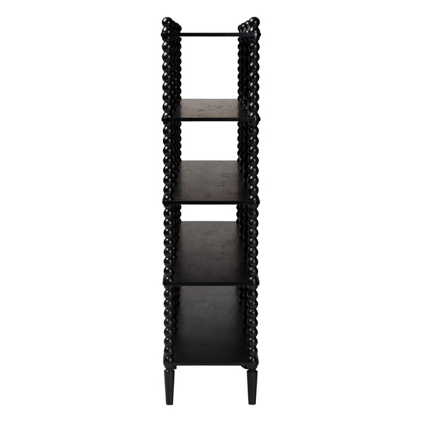 Baxton Studio Lucera Bobbin Spindle 5 Tier Rubberwood Bookcase Farmhouse Living Room Shelf
