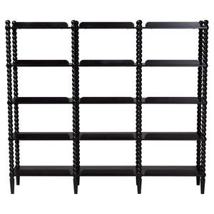 Baxton Studio Lucera Bobbin Spindle 5 Tier Rubberwood Bookcase Farmhouse Living Room Shelf