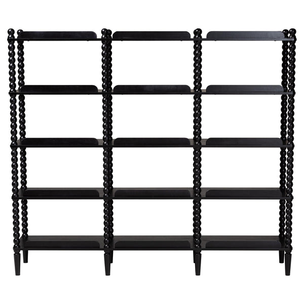 Baxton Studio Lucera Bobbin Spindle 5 Tier Rubberwood Bookcase Farmhouse Living Room Shelf
