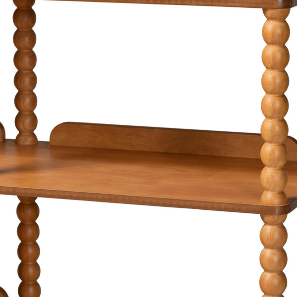 Baxton Studio Lucera Bobbin Spindle 5 Tier Rubberwood Bookcase Farmhouse Living Room Shelf