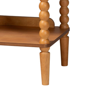 Baxton Studio Lucera Bobbin Spindle 5 Tier Rubberwood Bookcase Farmhouse Living Room Shelf