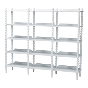 Baxton Studio Lucera Bobbin Spindle 5 Tier Rubberwood Bookcase Farmhouse Living Room Shelf