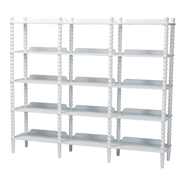 Baxton Studio Lucera Bobbin Spindle 5 Tier Rubberwood Bookcase Farmhouse Living Room Shelf