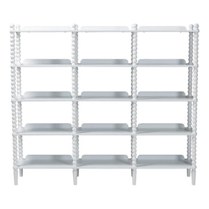 Baxton Studio Lucera Bobbin Spindle 5 Tier Rubberwood Bookcase Farmhouse Living Room Shelf