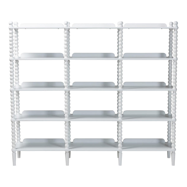 Baxton Studio Lucera Bobbin Spindle 5 Tier Rubberwood Bookcase Farmhouse Living Room Shelf