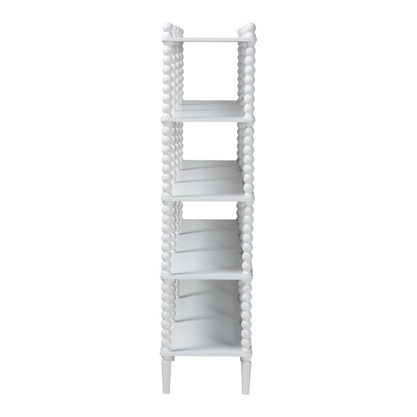 Baxton Studio Lucera Bobbin Spindle 5 Tier Rubberwood Bookcase Farmhouse Living Room Shelf
