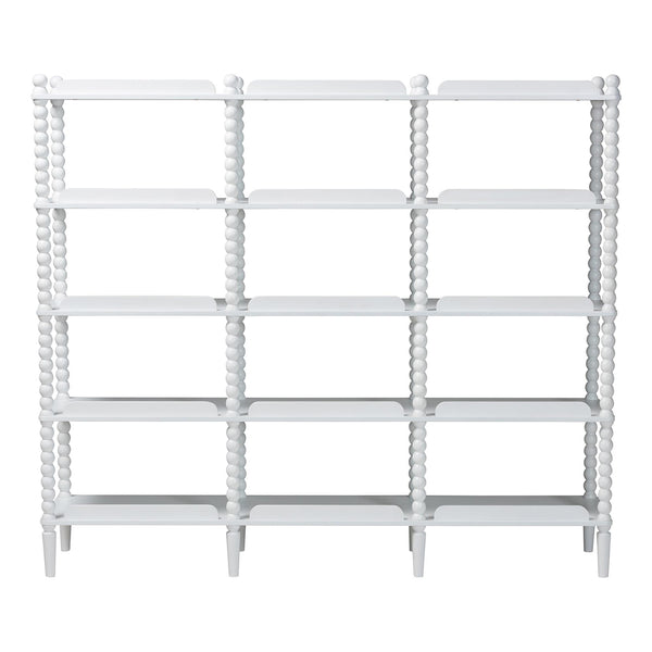 Baxton Studio Lucera Bobbin Spindle 5 Tier Rubberwood Bookcase Farmhouse Living Room Shelf