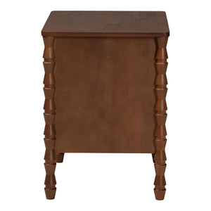 Baxton Studio Danette Bobbin Leg Wood Nightstand with Two Drawers for Bedroom