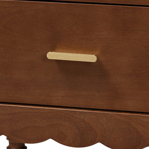 Baxton Studio Danette Bobbin Leg Wood Nightstand with Two Drawers for Bedroom
