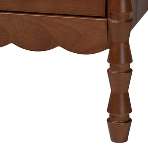 Baxton Studio Danette Bobbin Leg Wood Nightstand with Two Drawers for Bedroom