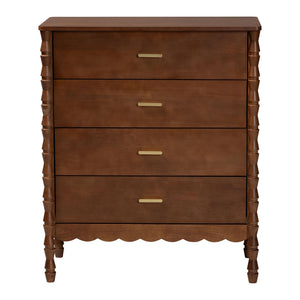 Baxton Studio Danette Bobbin Rubberwood 4-drawer Chest with Sculpted Hourglass Legs