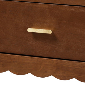 Baxton Studio Danette Bobbin Rubberwood 4-drawer Chest with Sculpted Hourglass Legs