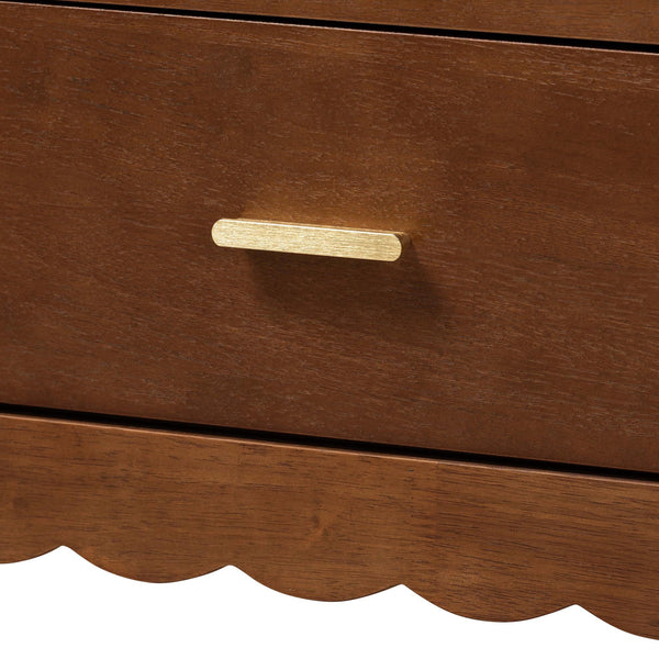 Baxton Studio Danette Bobbin Rubberwood 4-drawer Chest with Sculpted Hourglass Legs